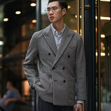 British Double-breasted Houndstooth Slim-fit Suit