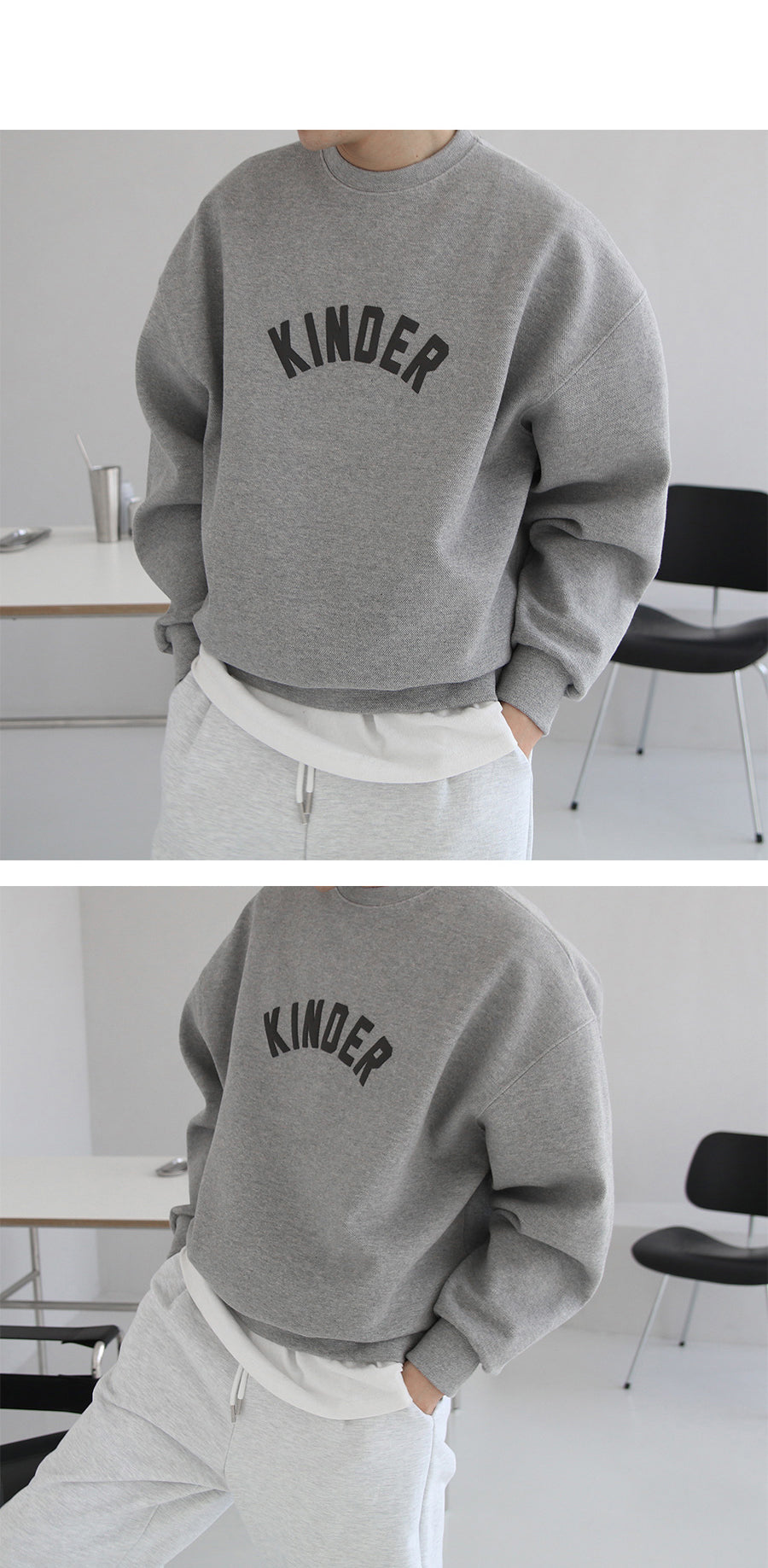 Loose Fit Small Letters Round Neck Autumn Winter Men's Sweater