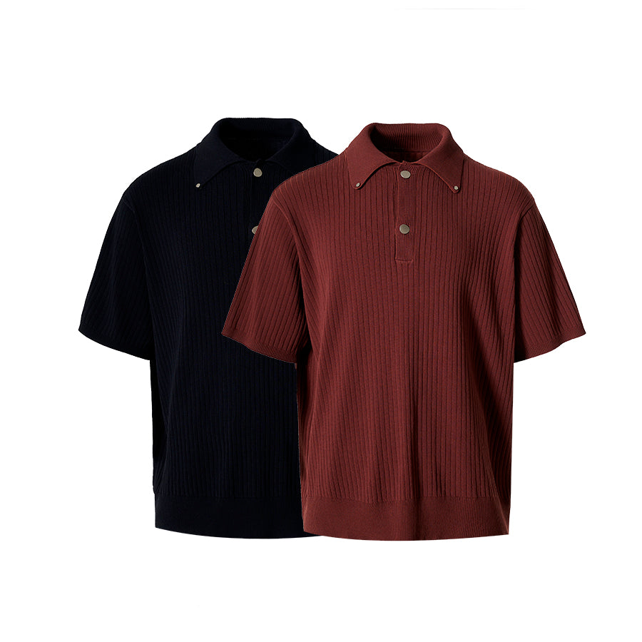 Two-color Knitted Polo Shirt Comfortable Versatile Unisex