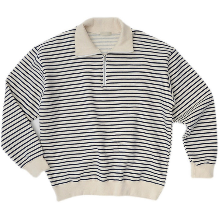 Cotton Striped Half-Zip