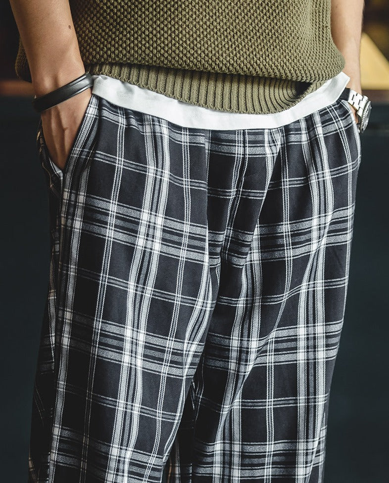 Plaid Wide-Leg Trousers