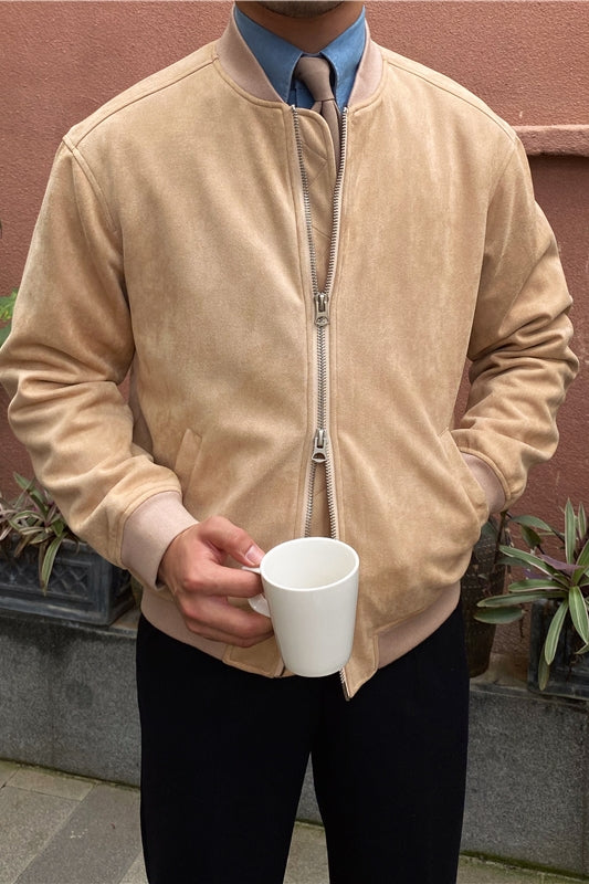 Suede Baseball Jacket