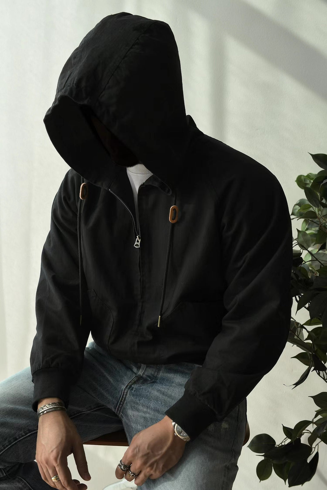 Zippered Cotton Hoodie