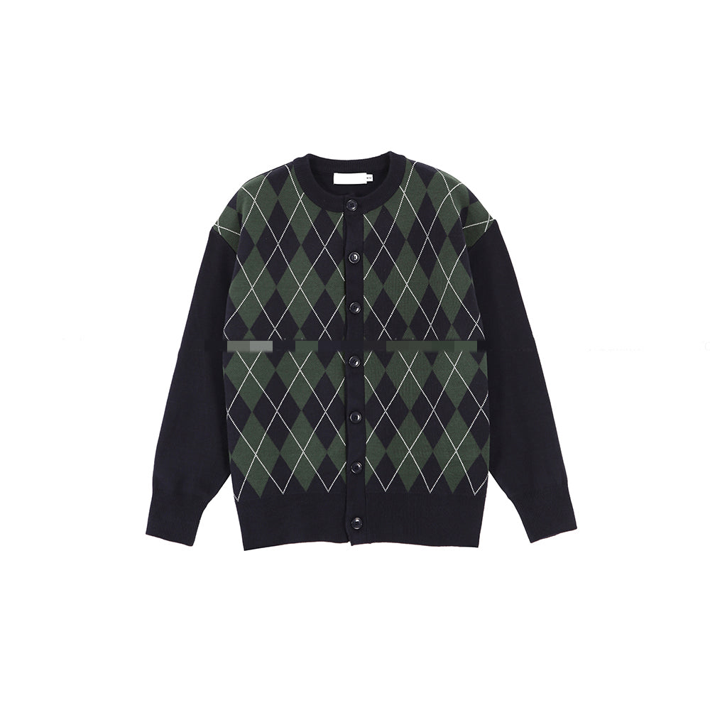 Rhombus Print Sweater Jacket