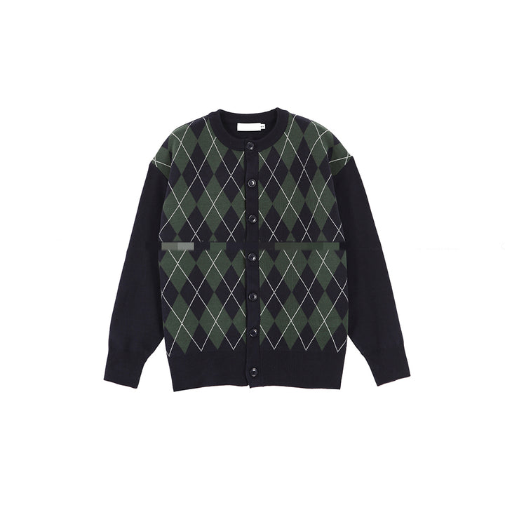 Rhombus Print Sweater Jacket