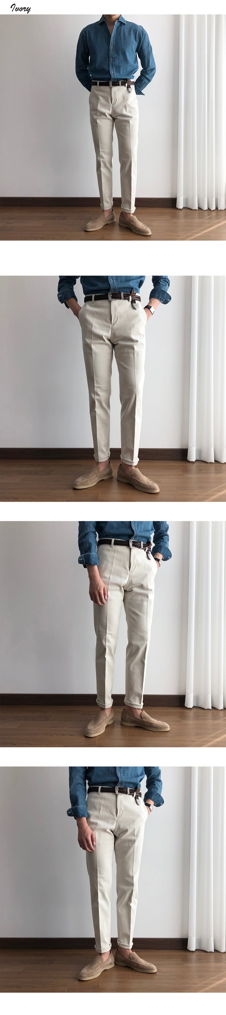 Thick Cotton Slim Trousers