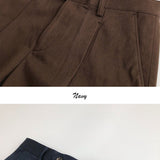 Waist Loops Pleated Trousers Straight Loose Cuffed Casual Nine-point Pants