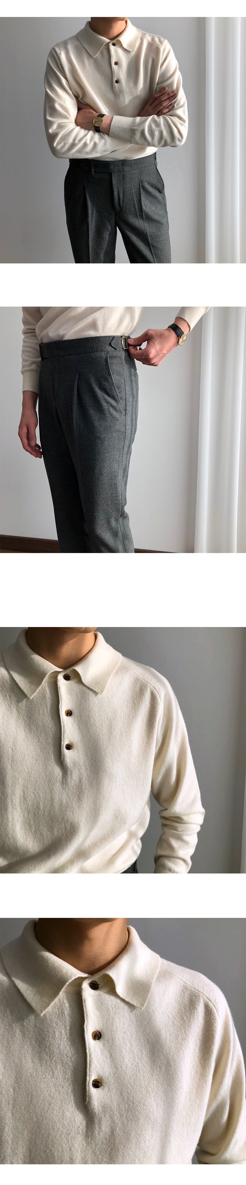 Fine Wool Polo Sweater