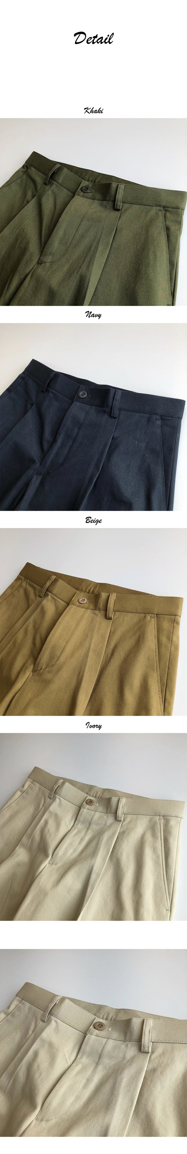 Single Pleated Twill Chino Straight Cotton Trousers