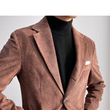 Stylish Italian Retro Corduroy Suit Jacket Korean Agent