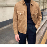 Warm Lapel Suede Section Single-breasted British Jacke