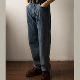 Men's Loose Ami Khaki Retro Jeans Red Wind 55501