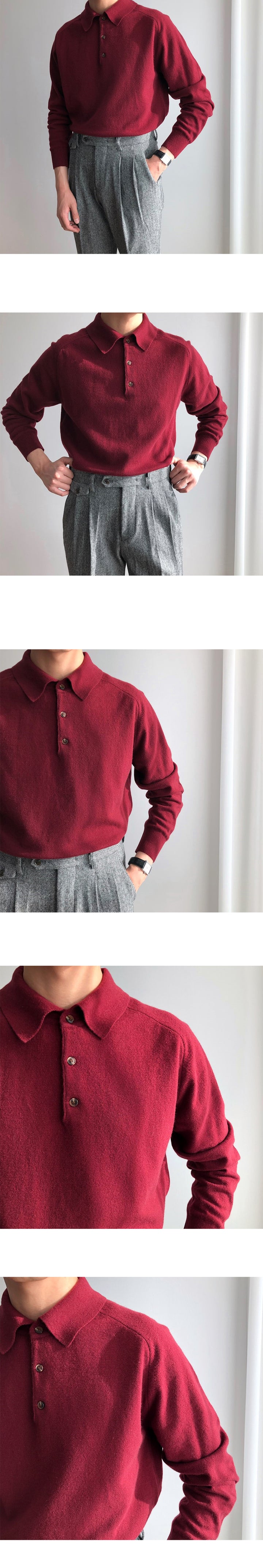 Fine Wool Polo Sweater