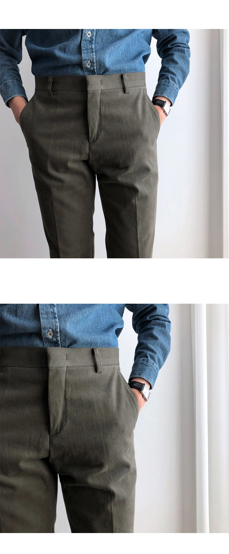 Thick Cotton Slim Trousers