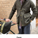 Multi-pocket Workwear Military British Tweed Wool Safari Jacket
