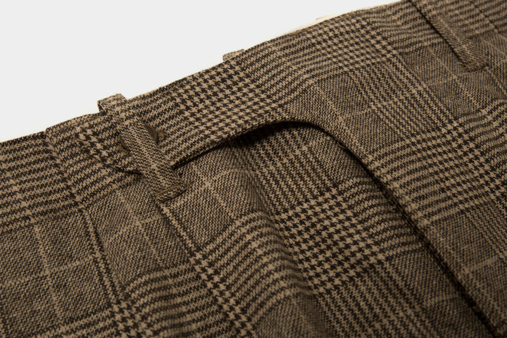 Plaid Wool Tweed Trousers