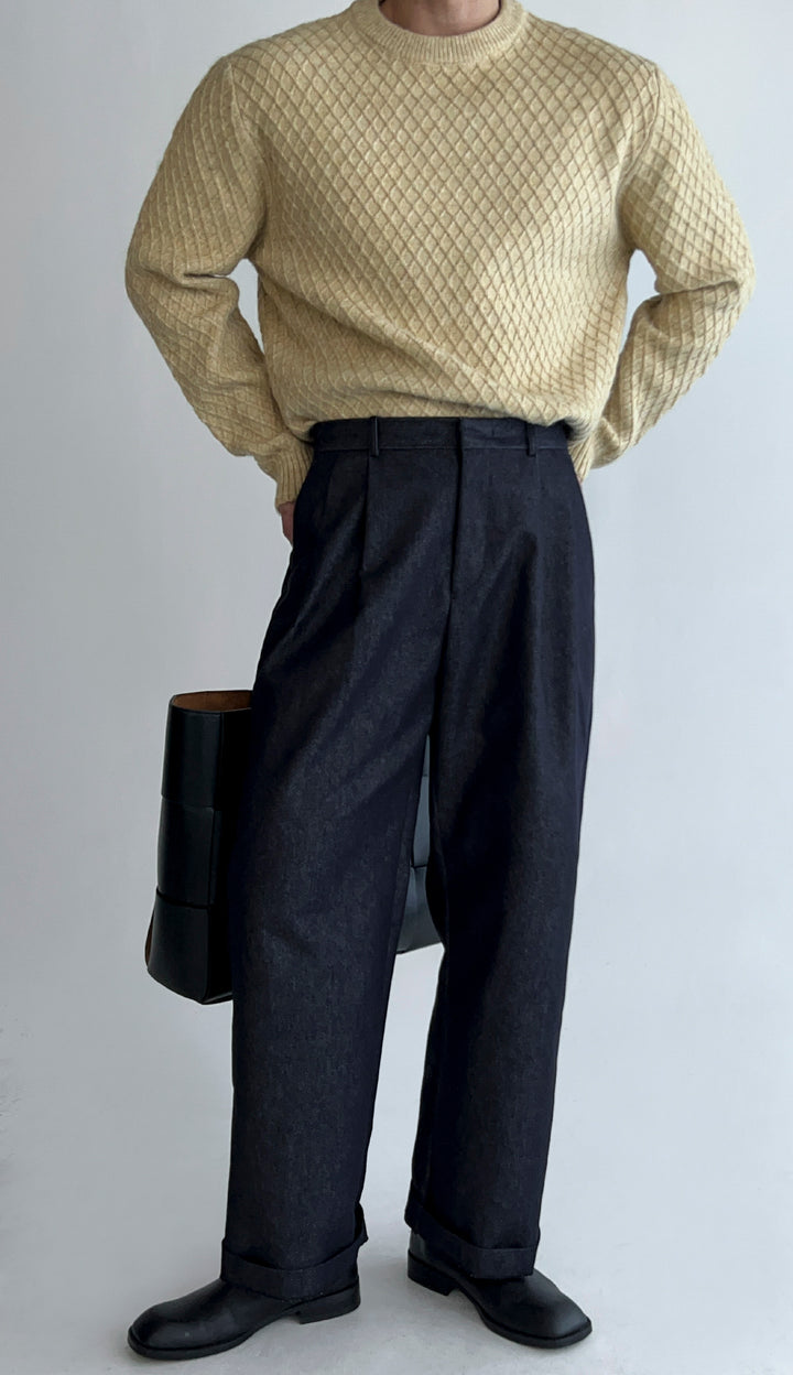 Double Pleated Wide-Leg Trousers