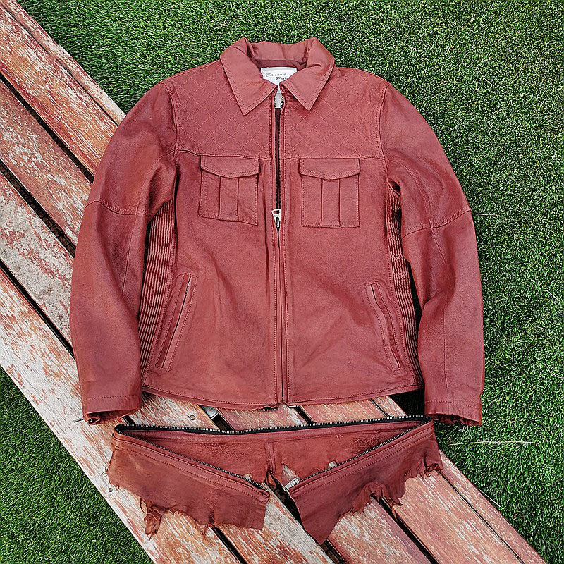 Vegetable Tanned Sheep Detachable Wear Leather Jacket