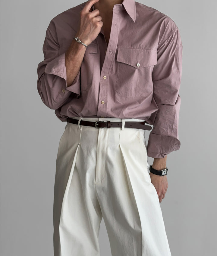 Pocketed Cotton Business Shirt