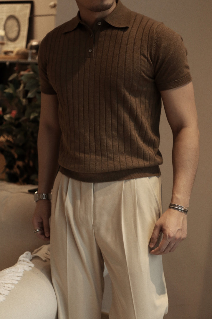 Knitted Lapel Polo Tee