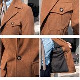 Spring Corduroy Waist Safari Suit Lapel Retro Jacket