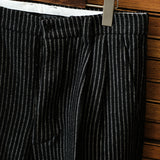 Union Striped Wide-leg High-waisted Wool Trousers