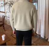 Long-sleeved Warm British Retro Solid Color Sweater Jacket