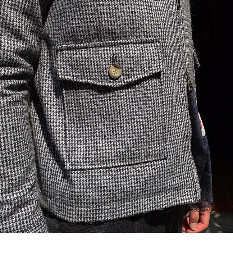 Houndstooth Wool Slim Jacket