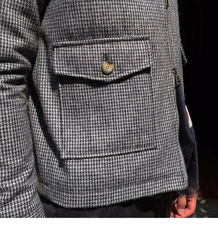 Houndstooth Wool Slim Jacket