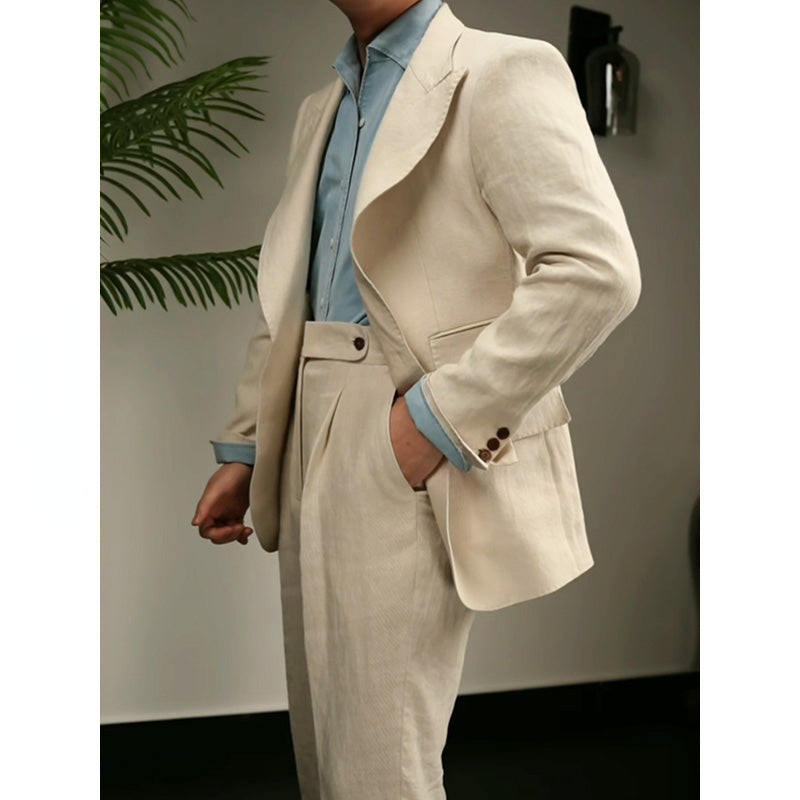 Linen Peak Lapel Suit