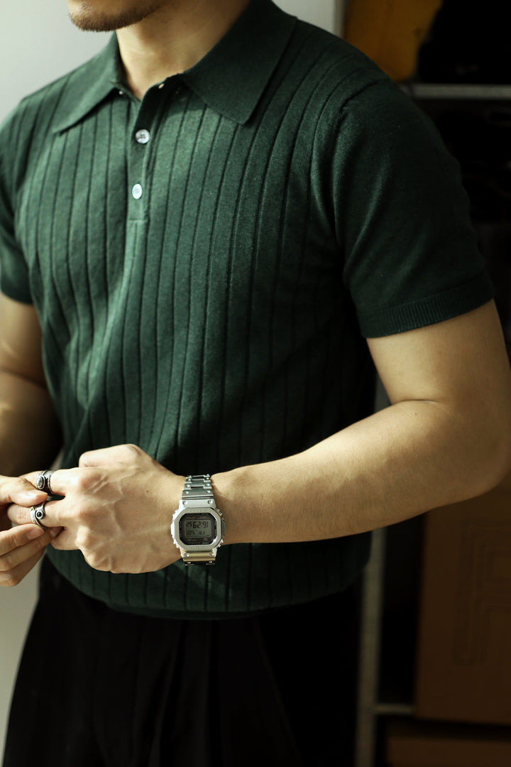 Knitted Lapel Polo Tee