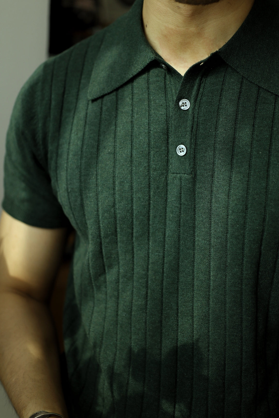 Knitted Lapel Polo Tee