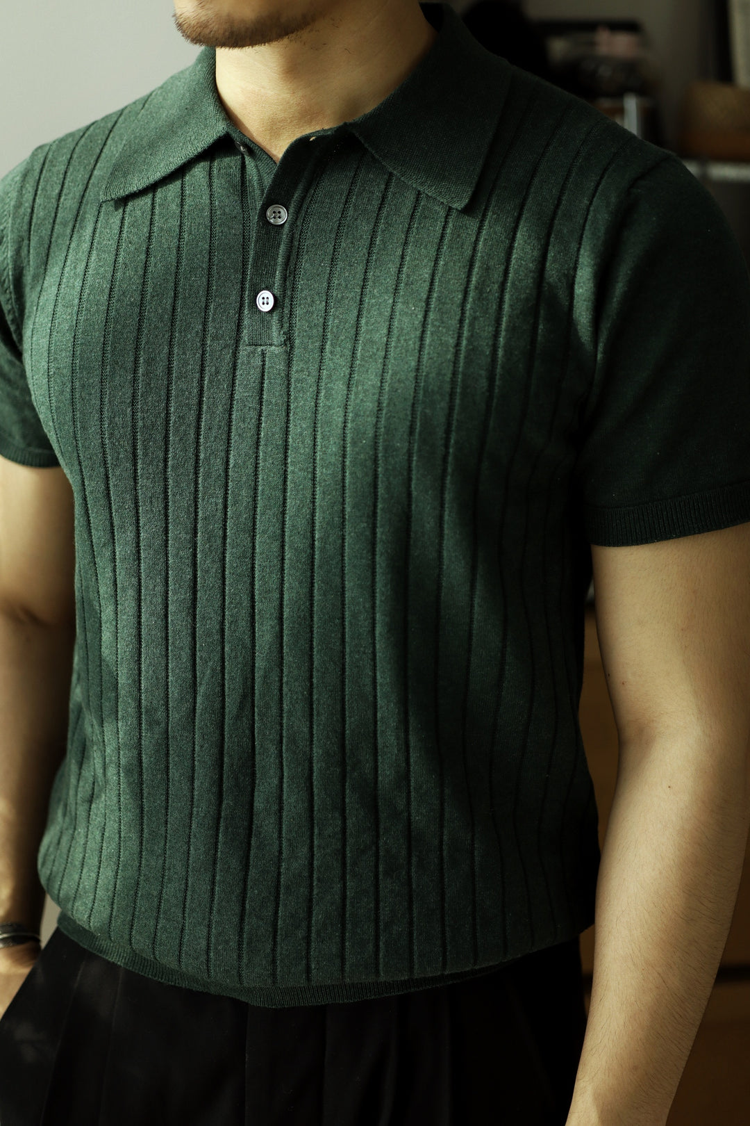 Knitted Lapel Polo Tee