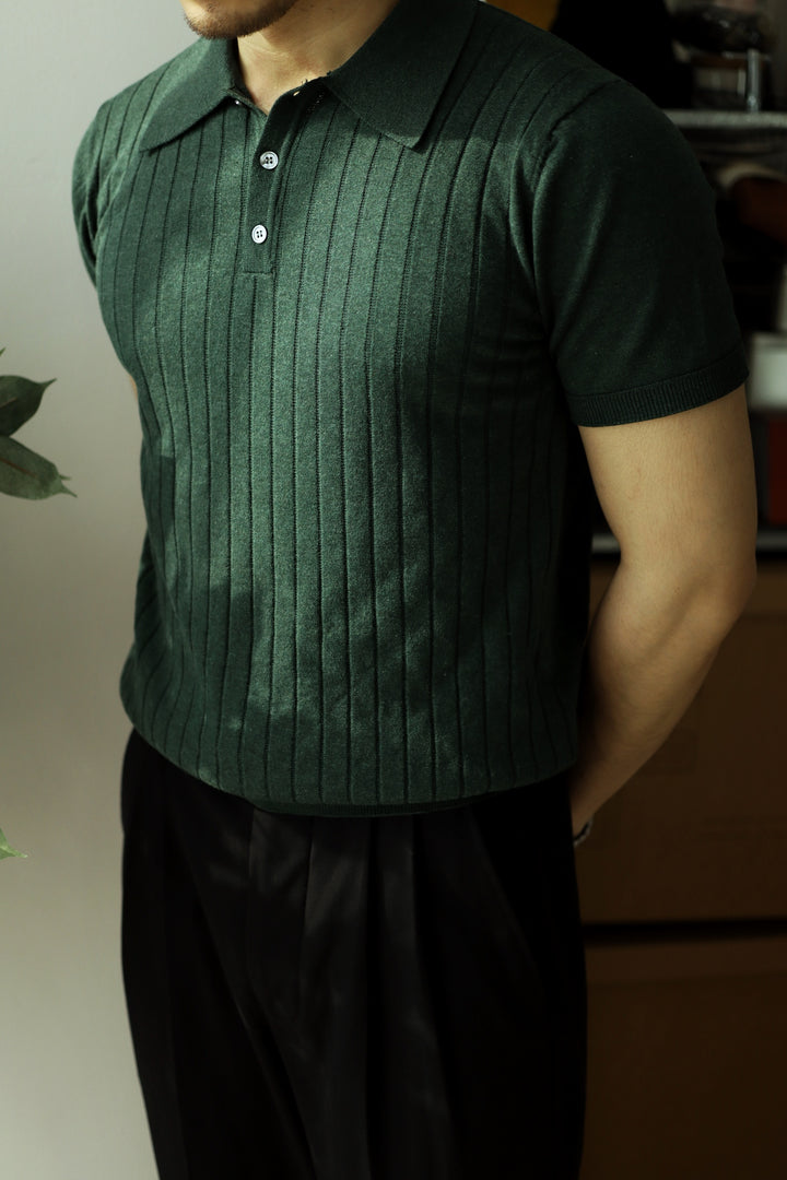 Knitted Lapel Polo Tee