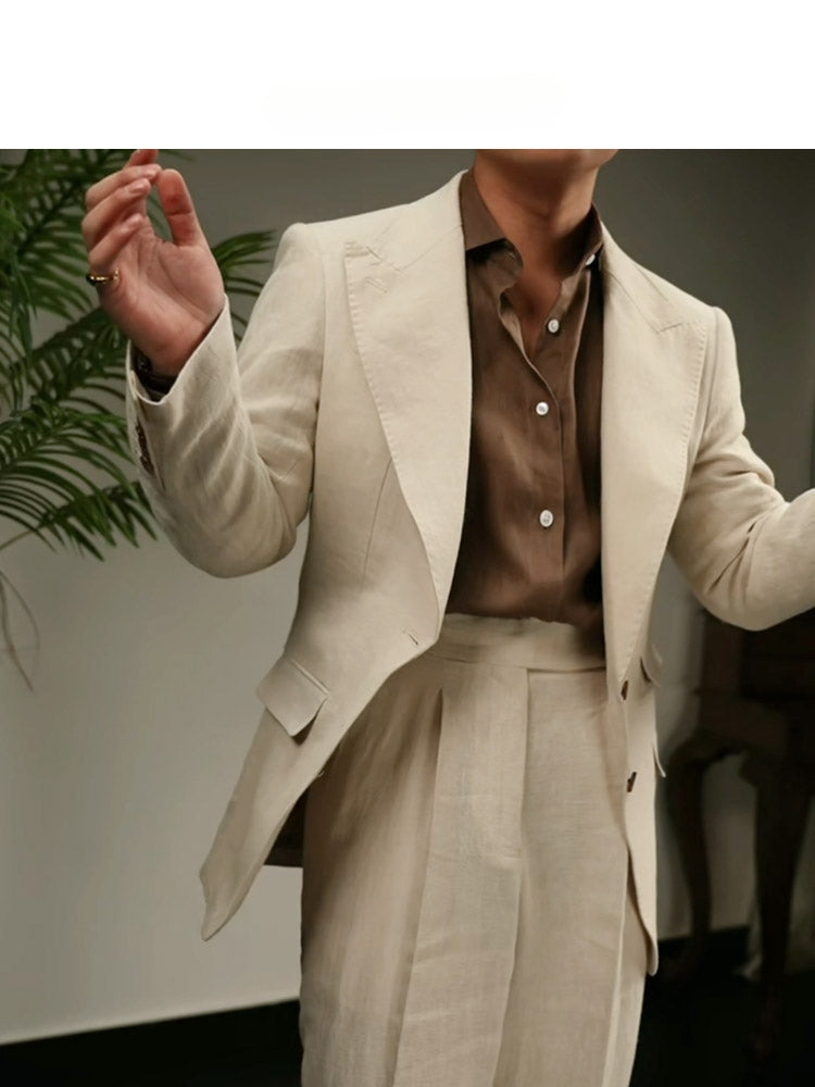 Linen Peak Lapel Suit