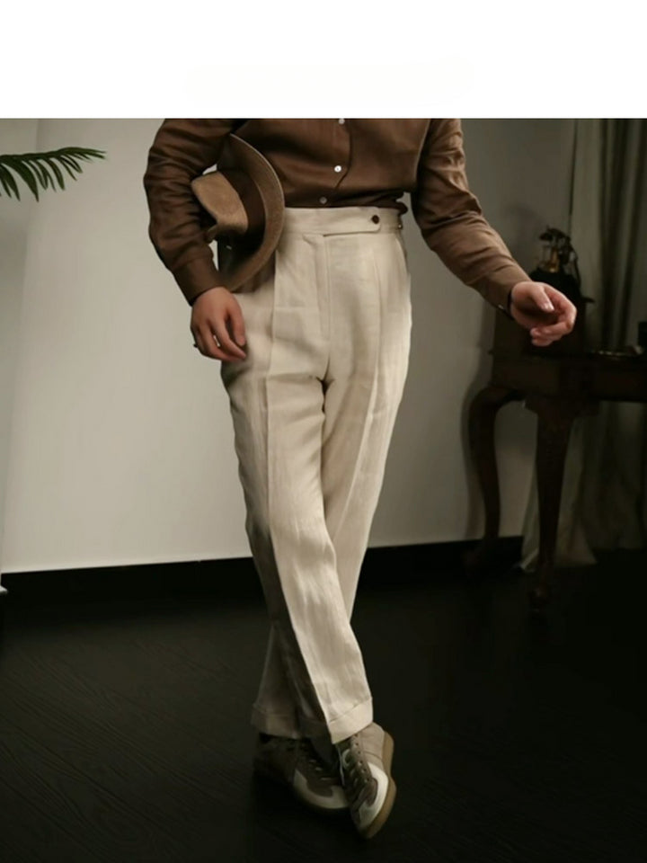 Linen High-Waisted Pants