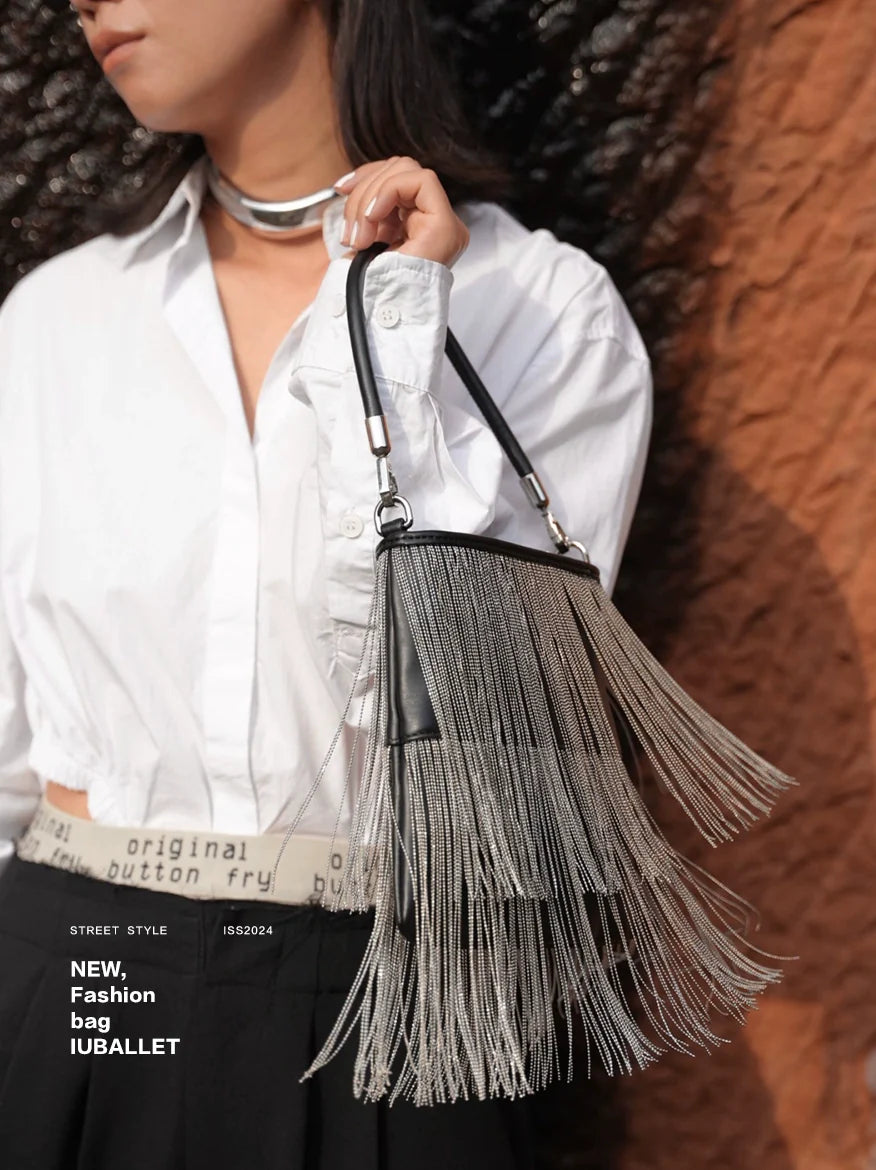 Silver Tassel Mini Tote