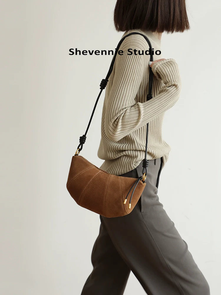 Suede Dumpling Shoulder Bag