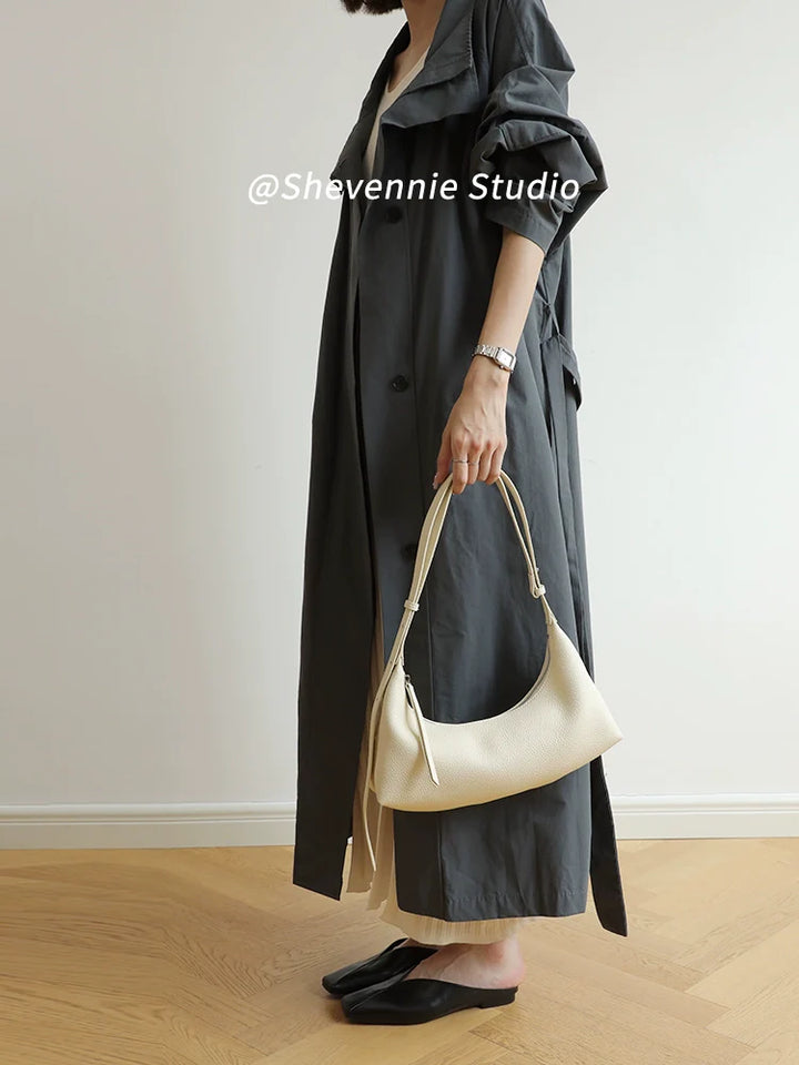 Soft Leather Baguette Shoulder Bag