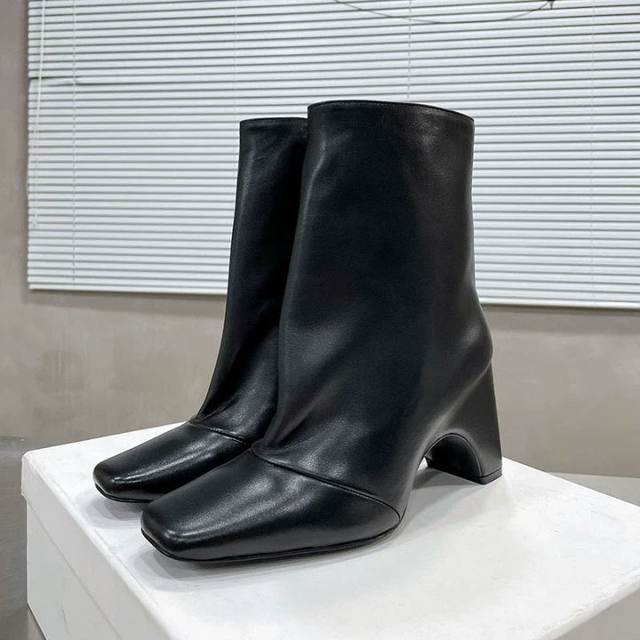 Leather Square Toe Boots