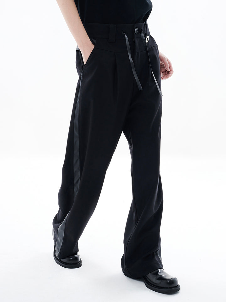 Wool-Blend Leather Trousers