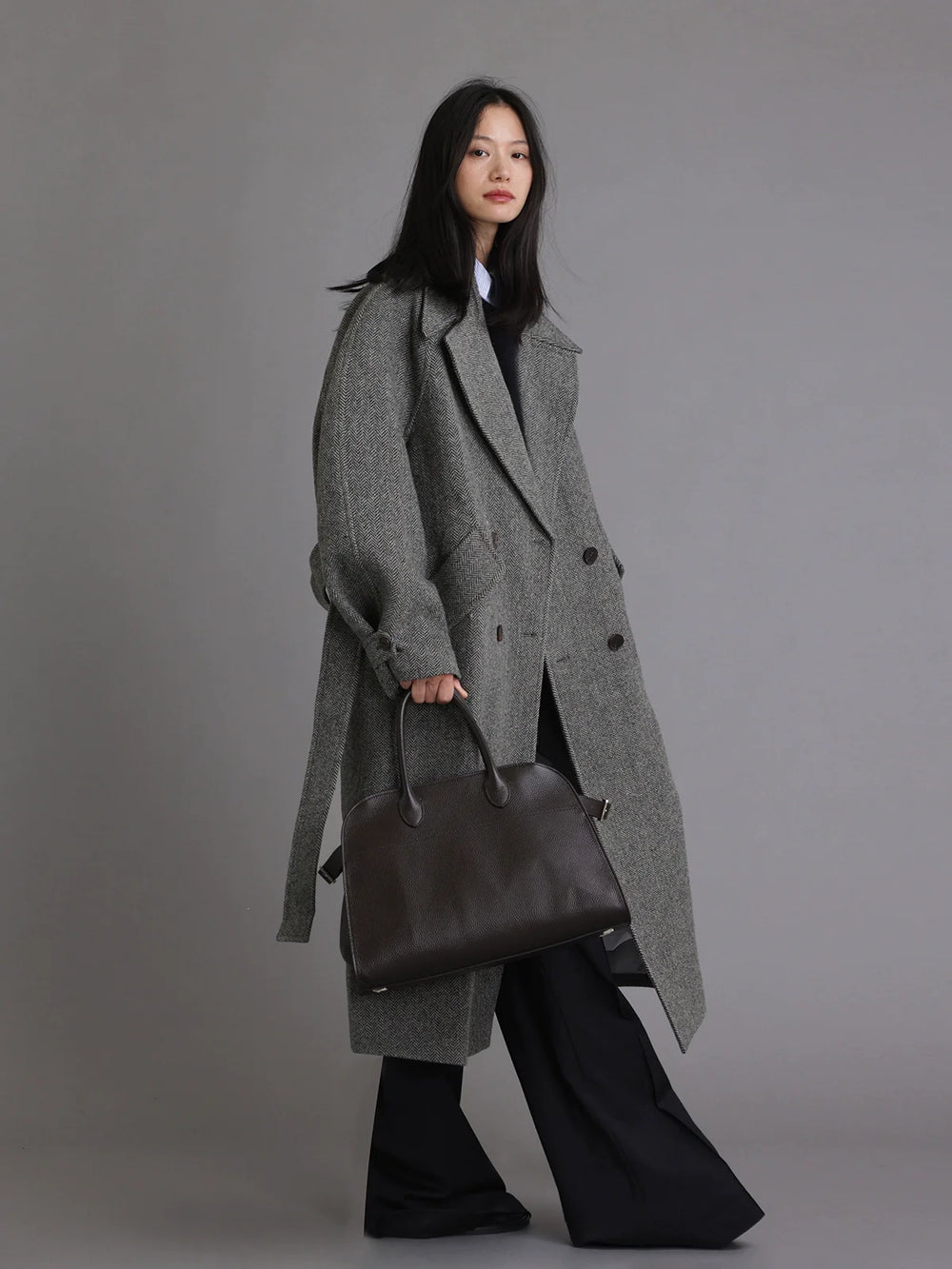 Herringbone Wool Coat