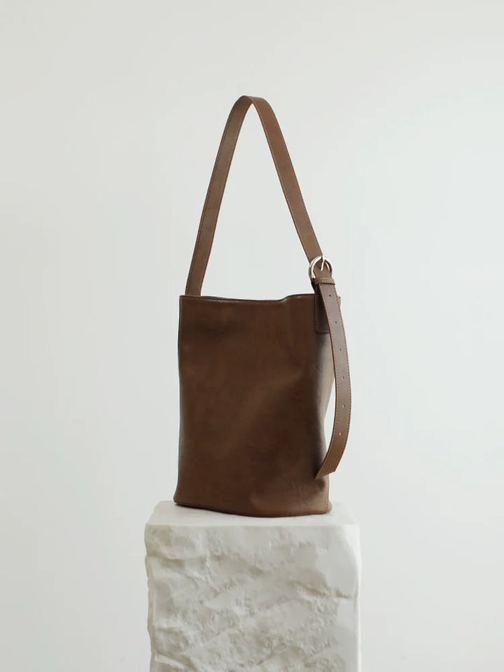 Autumn Leather Bucket Tote