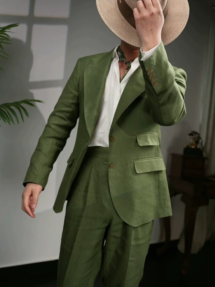 Linen Peak Lapel Suit