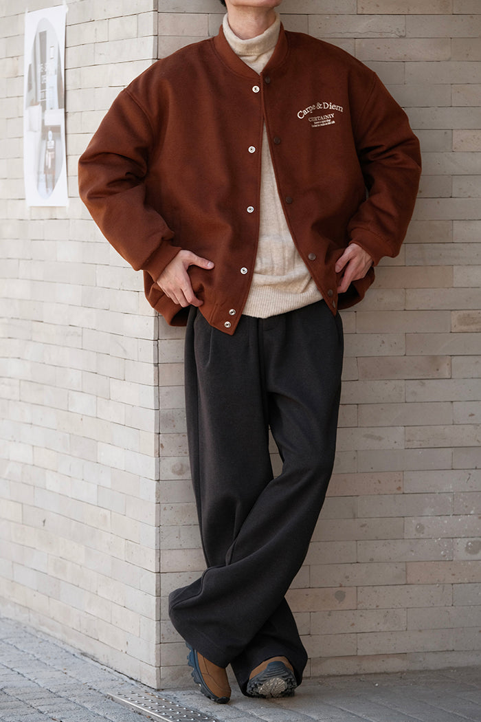 Woolen Coffee Baseball Jacket