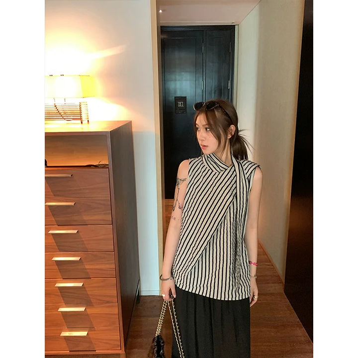 Striped Sleeveless Cotton Top