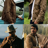 Retro Yellowstone Canvas Wax Jacket Men's Autumn