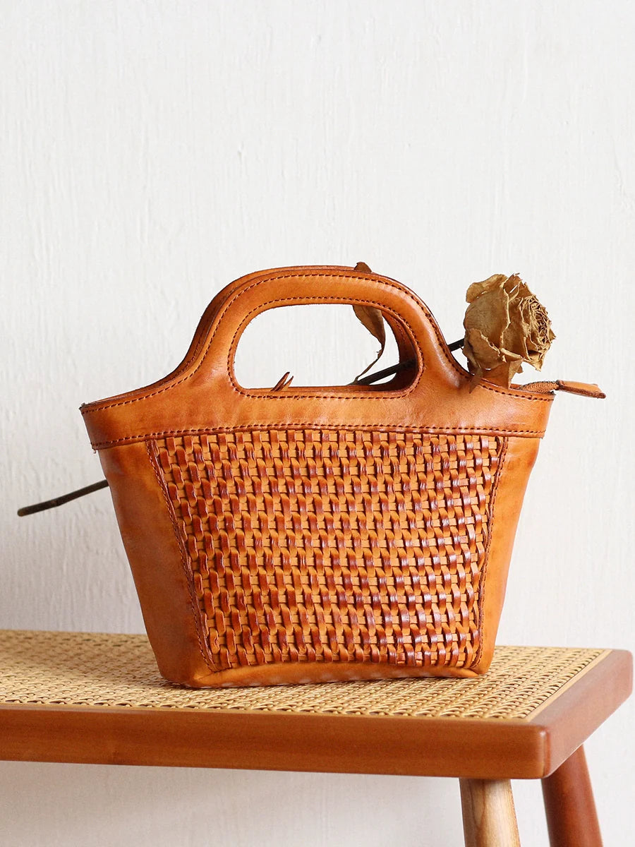 Gradient Woven Leather Shoulder Bag