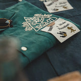 American Retro Dark Green Embroidered Loose Lapel Bowling Shirt