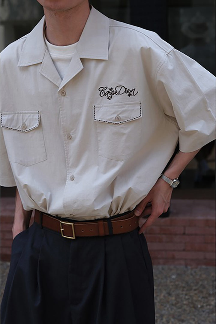 Embroidered Cuban Collar Shirt